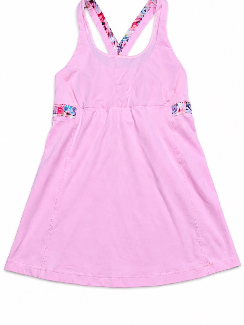 Lululemon Pink/Peach  Athletic Tank  with Floral Accent Strap and Waist-Size 10